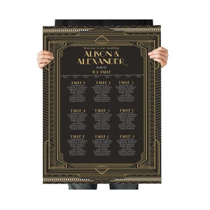 Great Gatsby Art Deco Wedding Table Plan 1920&#39;s Peaky Blinders Party Decoration