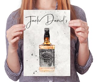 Whiskey Bottle Wedding Table Numbers, Illustrated Bourbon Decor (Digital Download)