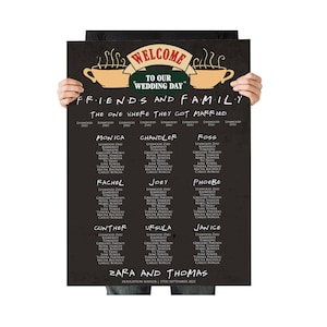 Friends Wedding Seating Plan, Welcome Board, Arrangement, TV Show / Series Inspired