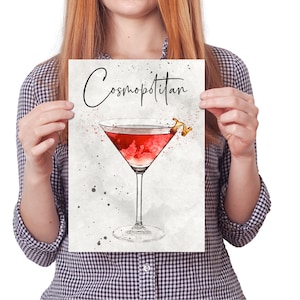 Piano tavolo cosmopolita, numeri tavolo matrimonio cocktail, decorazione tavolo cocktail, piano tavolo illustrato, download digitale, cocktail party