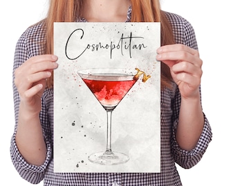 Cosmopolitan Cocktail Table Number Print, Illustrated Wedding Seating (Digital Download)