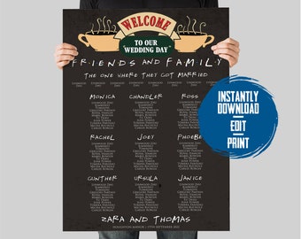 Friends TV Wedding Seating Chart, Movie Theme (Digital Download)
