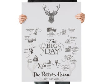 Personalized Stag Wedding Timeline Sign | Winter Event Order