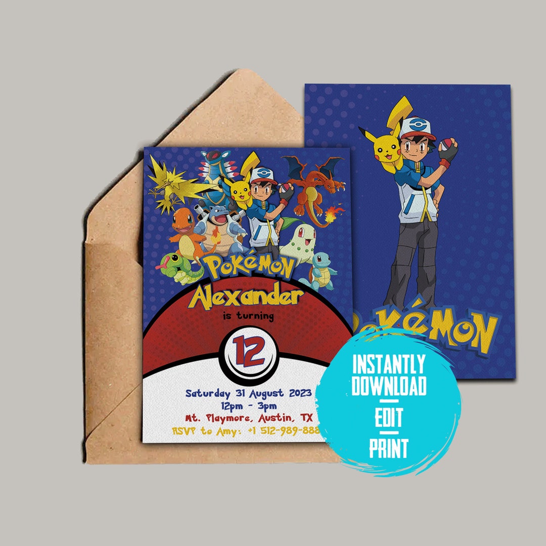 Instant Download Pokemon Birthday Party Invitations | Pokemon Party Signage Printable | Video ...