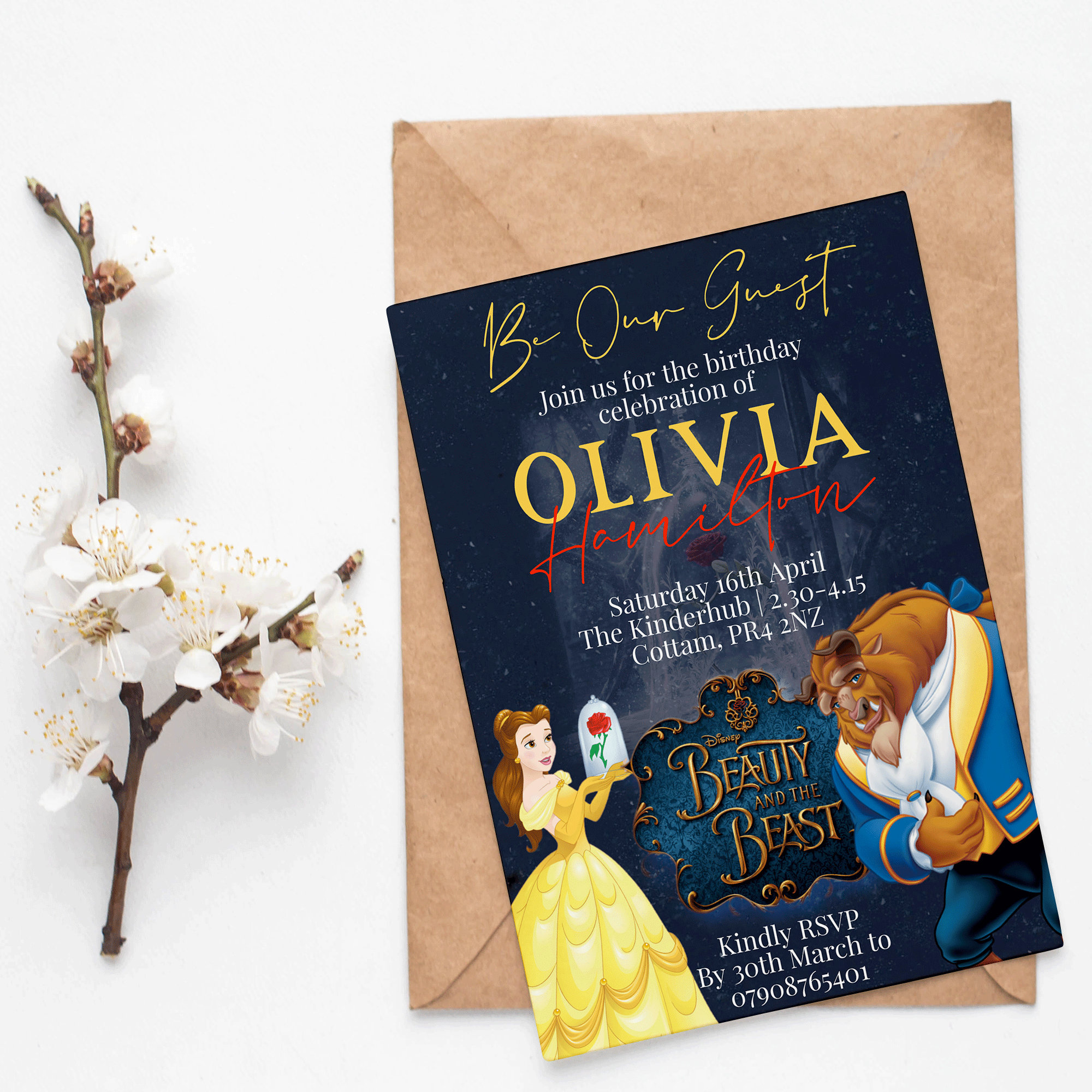 Beauty and the Beast Birthday Party Invitation Template Evite Birthday ...
