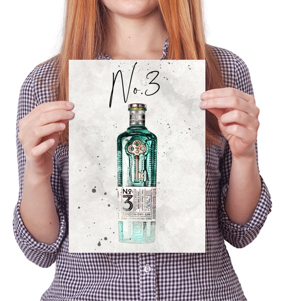 Gin Table Plan, Gin Bottle Wedding Table Numbers, Gin Wedding Table Decor, Illustrated Table Plan, Digital Download, No.3 Gin
