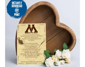 Harry Potter Wedding Camera Scavenger Hunt | Printable Table Sign (Instant Download)