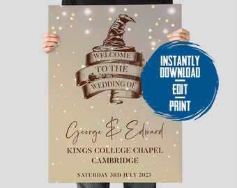Wizard Wedding Welcome Sign Template | Fairylight Castle (Digital Download)