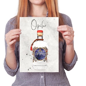 Gin Table Plan, Gin Bottle Wedding Table Numbers, Gin Wedding Table Decor, Piano tavolo illustrato, Download digitale, Opihr Gin