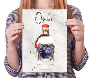 Gin Bottle Table Number Card, Illustrated Wedding Decor (Digital Download)