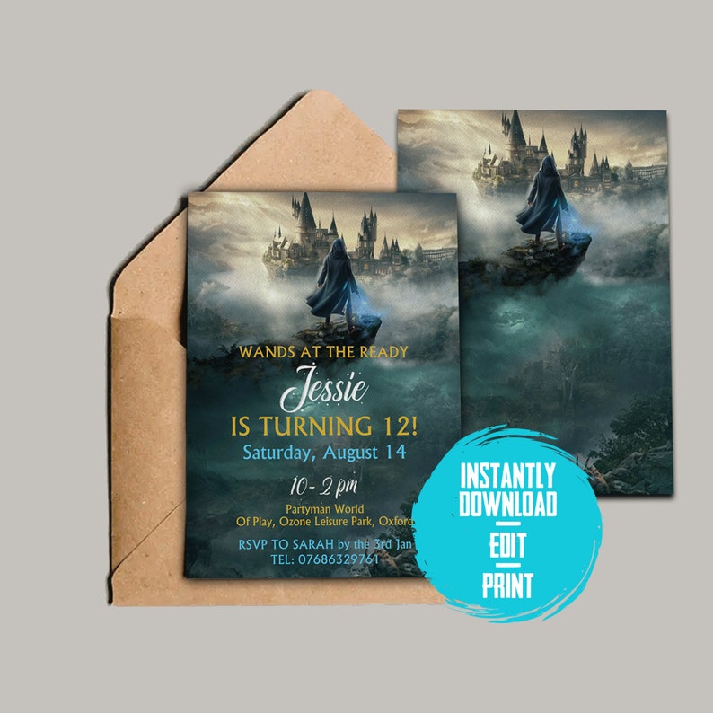 Legacy Gaming Birthday Party Invitation Template Evite Magical Castle Birthday Invitation Paperless Digital Download Editable