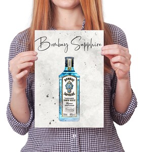 Gin Table Plan, Gin Bottle Wedding Table Numbers, Gin Wedding Table Decor, Piano tavolo illustrato, Download digitale, Bombay Sapphire Gin