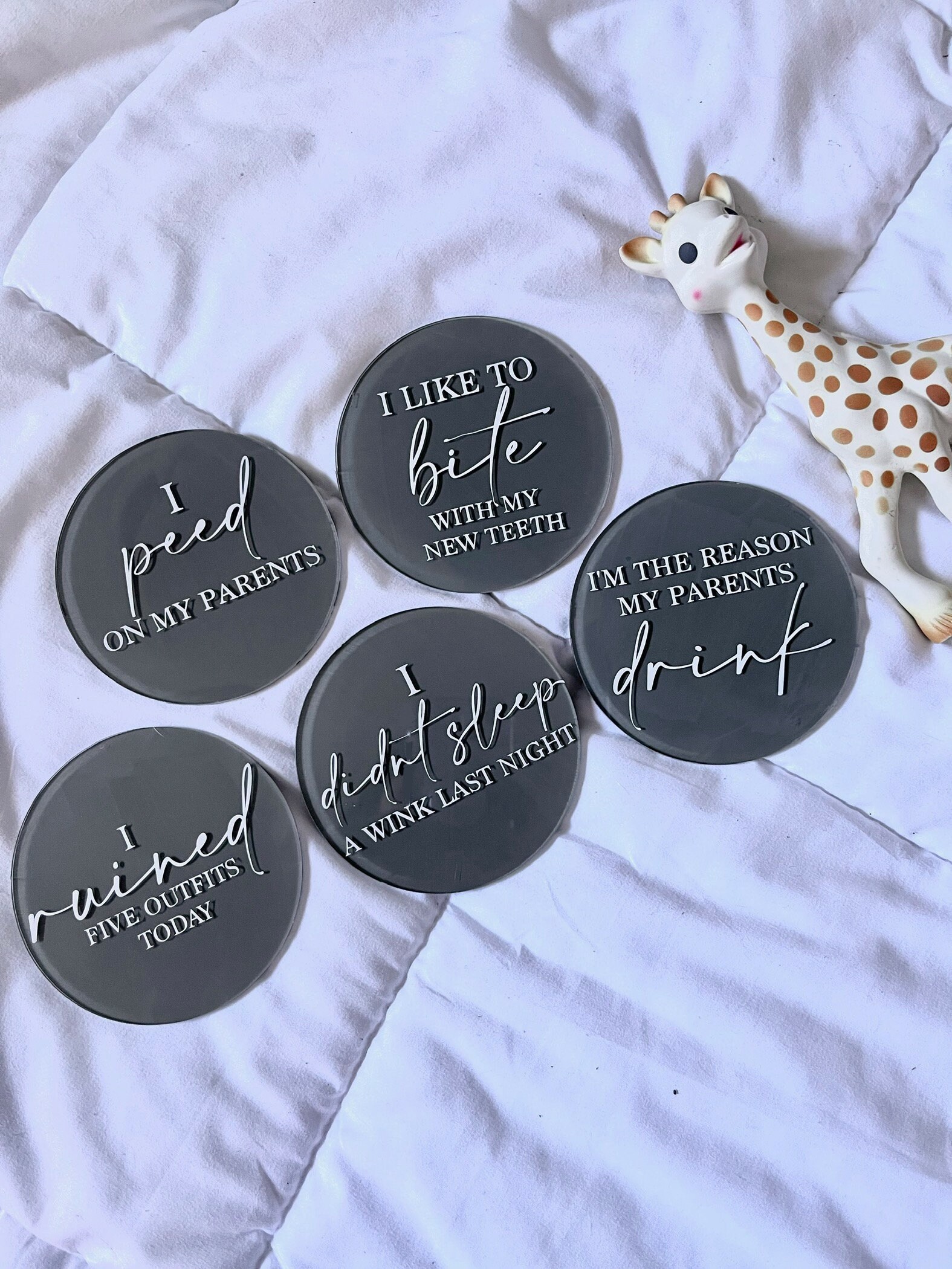 Funny Acrylic Milestone Marker Set - Milestone Discs - Newborn Baby ...