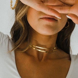 18k high plated sterling silver, stackable snake chain necklace, herringbone necklace