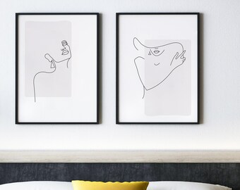 Line Art Set of 2 Female Line Drawing, Minimalist Line Art, Feminist Wall Art, One Line Art, Downloadable Female Line Art, Single Line Art