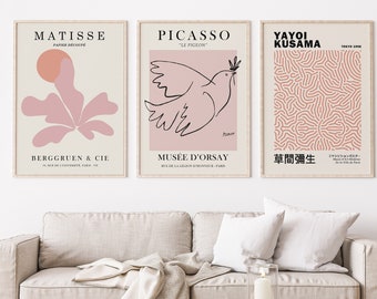 Pink Wall Art, Pink Matisse Print, Kusama Print, Blush Pink Wall Art, Pink Matisse Print, Girly Prints, Pink Prints, Light Pink Wall Art