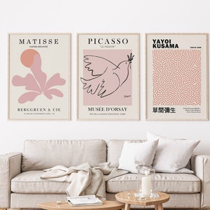 Pink Wall Art, Pink Matisse Print, Kusama Print, Blush Pink Wall Art, Pink Matisse Print, Girly Prints, Pink Prints, Light Pink Wall Art