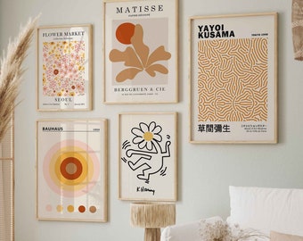 Famous Artist Prints, Matisse Print, Flower Market Print, Yayoi Kusama Print, Bauhaus, Keith Haring Print, Digital Prints, Boho Wall Decor