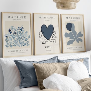 Blue Wall Art, Matisse Prints, Printable, Blue Prints Wall Art, Keith Haring Print, Light Blue Wall Art, Matisse Print Set, Blue Matisse