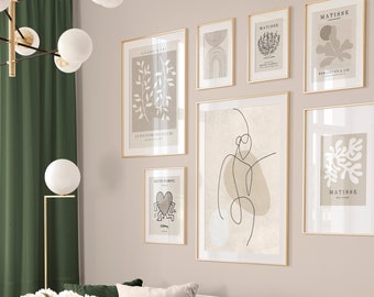 Neutral Wall Prints, Matisse Wall Art, Earth Tone Art, Female Line Art, Flower Market Print, Digital Prints, Above Bed Art, Simple Wall Art