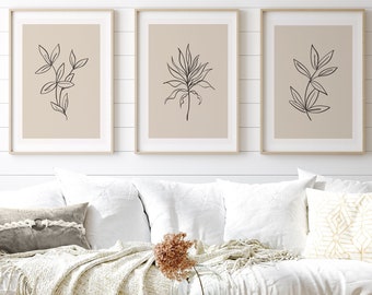 Plant Wall Art, Botanical Print Set, Flower Art Print, Digital Prints, Minimalist Art, Flower Line Art, Plant Art Print, Botanical Line Art