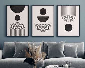 Black and White Art, Set of 3 Prints, Best Selling Prints, Geometric Wall Art, Digital Prints, Modern Wall art, Bedroom Wall Art, Office Art