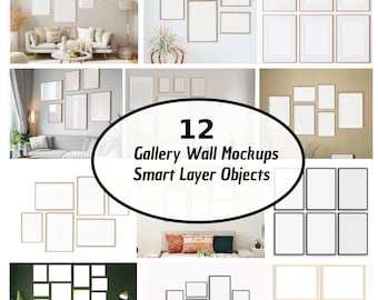 Gallery Wall Mockup, Frame Mockup Bundle, Wooden Frame Mockup, Wall Art Mockup, Modern Frame Mock up, Wall Art Listing Mockup Frame