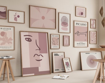 Pink Gallery Wall Set, Pink Wall Art Bundle, Pink Prints, Digital Download, Pink Matisse, Pink Wall Prints, Girly Prints Dusty Pink Wall Art