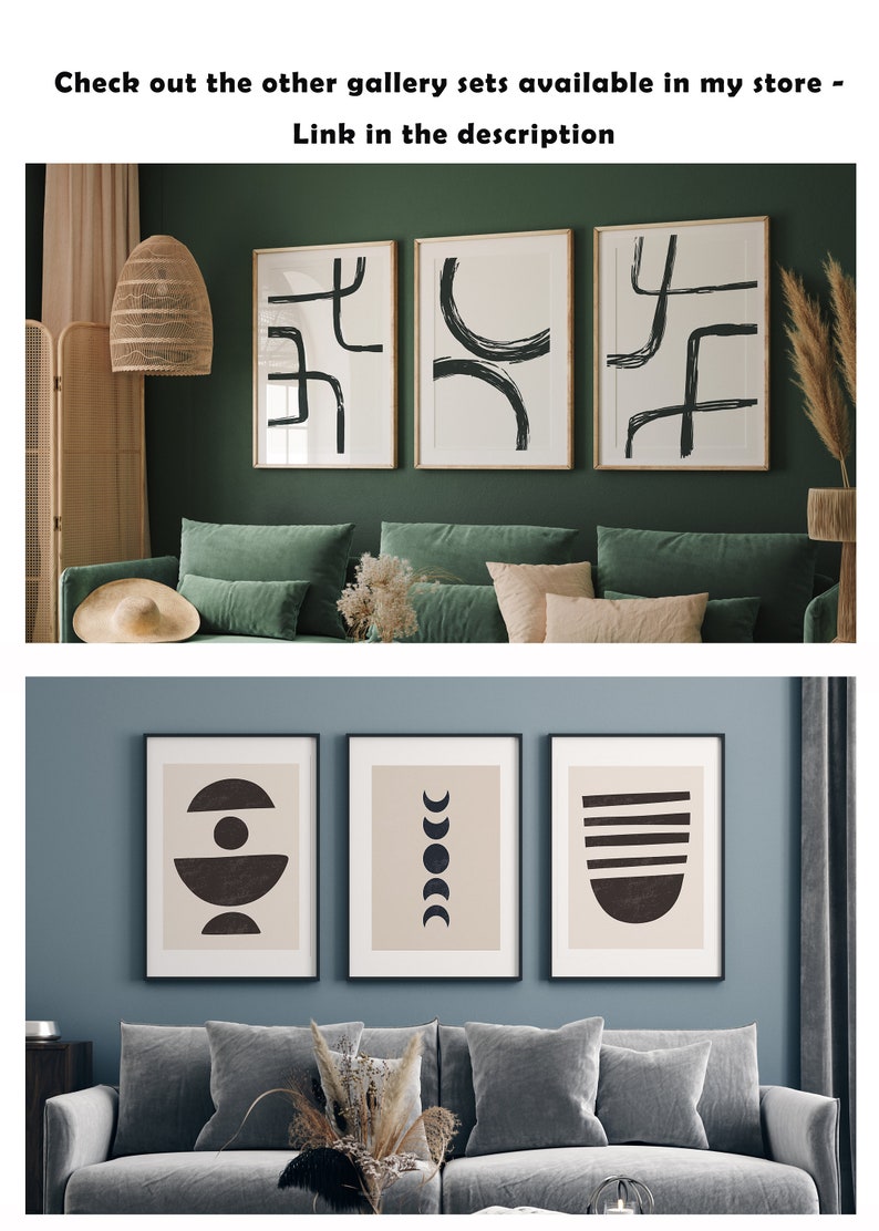 Extra Large Wall Art Black and White Wall Art Set of 3 Etsy