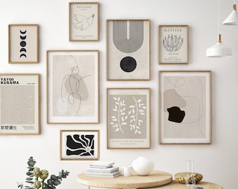 Neutral Wall Art, Matisse Prints, Female Line Art, Yayoi Kusama, Flower Market Print, Digital Prints, Picasso Print, Earth Tone Wall Art