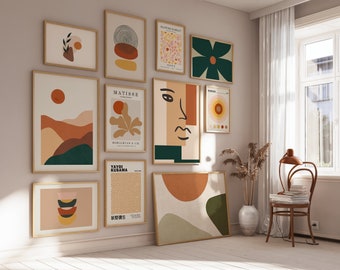 Boho Wall Art, Printable, Earth Tone Wall Art, Boho Prints, Terracotta Wall Art, Mid Century Modern, Terracotta Art, Green Wall Art, Digital