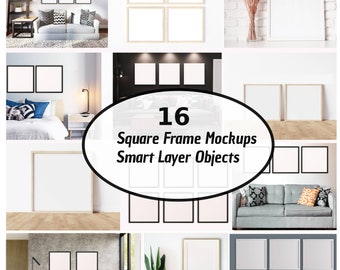 Square Frame Mock up Bundle, Square Boho Mockup, Square Frame Mockup, Square Poster Mockup, Square Minimal Frame Mock up, Wood Frame Mockup