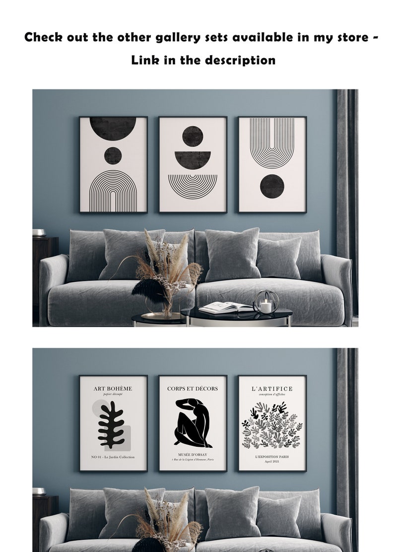 Extra Large Wall Art Black and White Wall Art Set of 3 Etsy