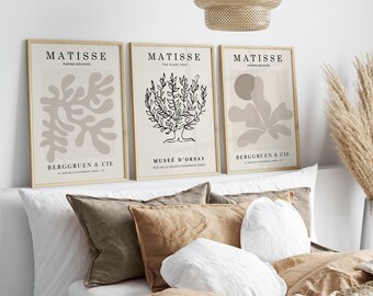 Matisse Print-Set, Ausstellungsplakat, Digitaldrucke, Beige Wandkunst, Henri Matisse, Matisse Wandkunst, digitaler Download, Matisse Drucke