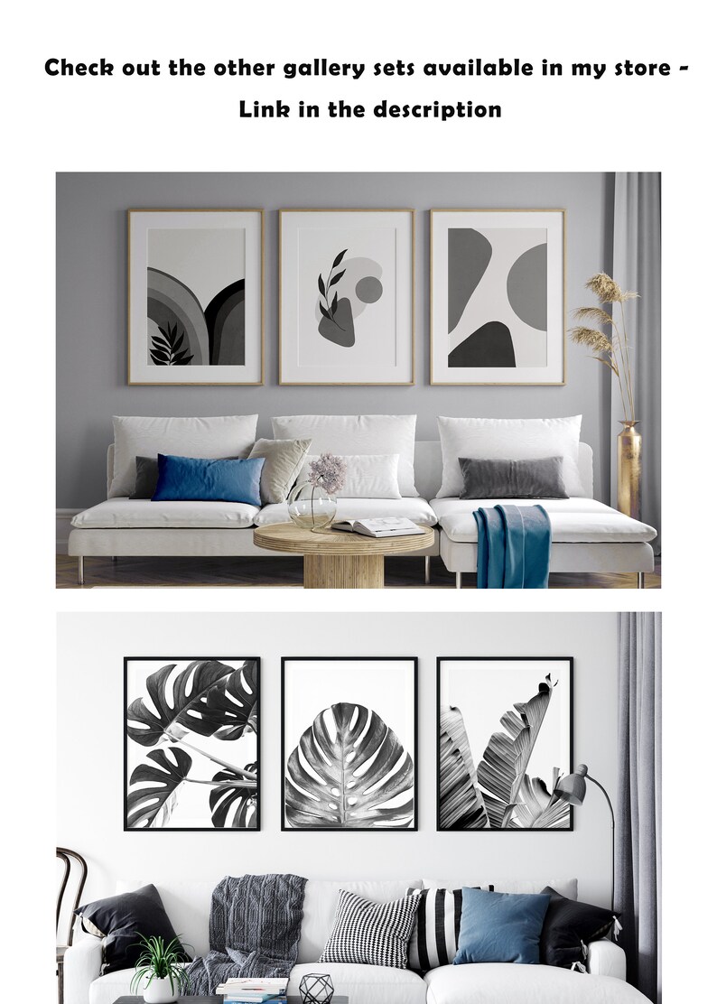Extra Large Wall Art Black and White Wall Art Set of 3 Etsy