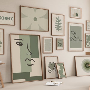 Sage Green Wall Art, Mega Bundle, Printable, Sage Green Prints, Digital Download, Abstract Art, Olive Green Wall Decor, Mid Century Modern