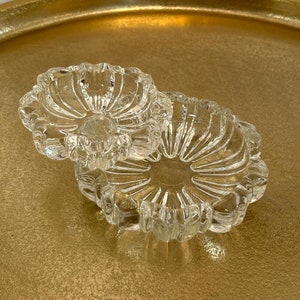 1950s Ashtray Set of 2 by Hazel Atlas Clear Sunburst Floral Design Nesting Trinket Dishes