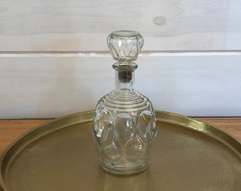 1960s Pressed Glass Midcentury Modern Bourbon Decanter with Stopper