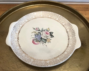 1950s Salem Co Floral Serving Platter 23 K Gold *52U Pattern