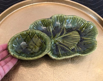 Vintage Wade of California Pottery Pinecone Dip Snack Bowl/Dish in Spruce Green