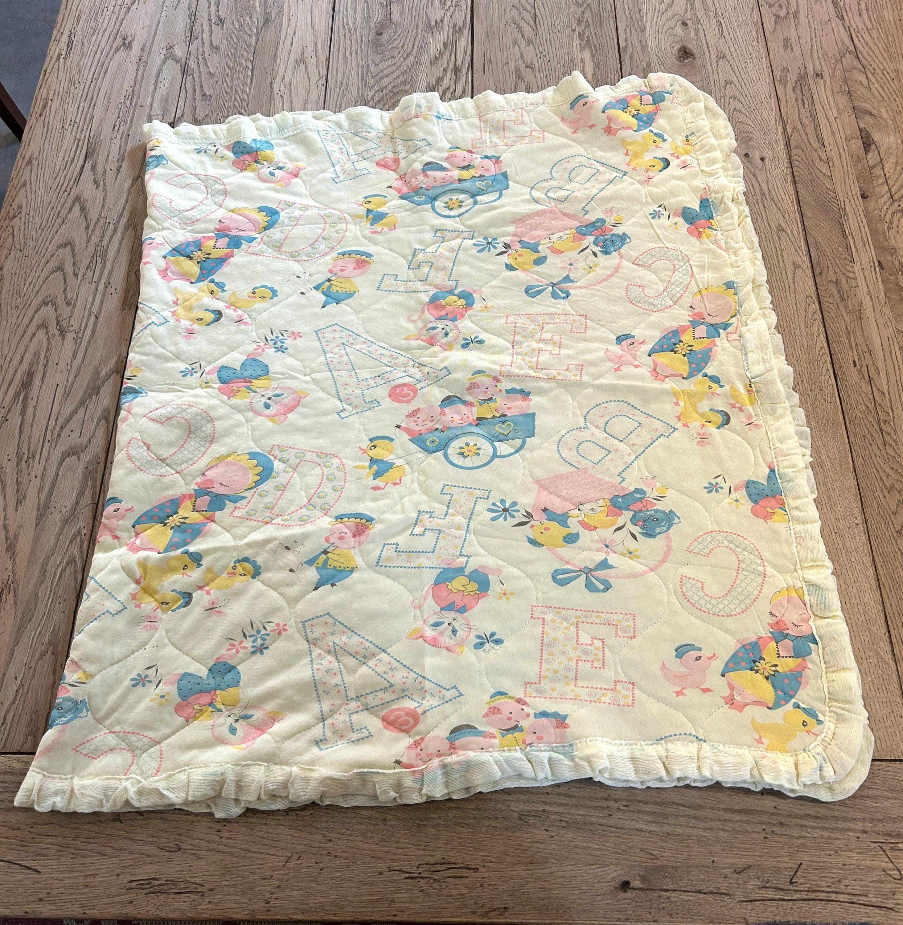 Vintage Whimsical Anthropomorphic Animals Baby Quilted Crib  display picture 1