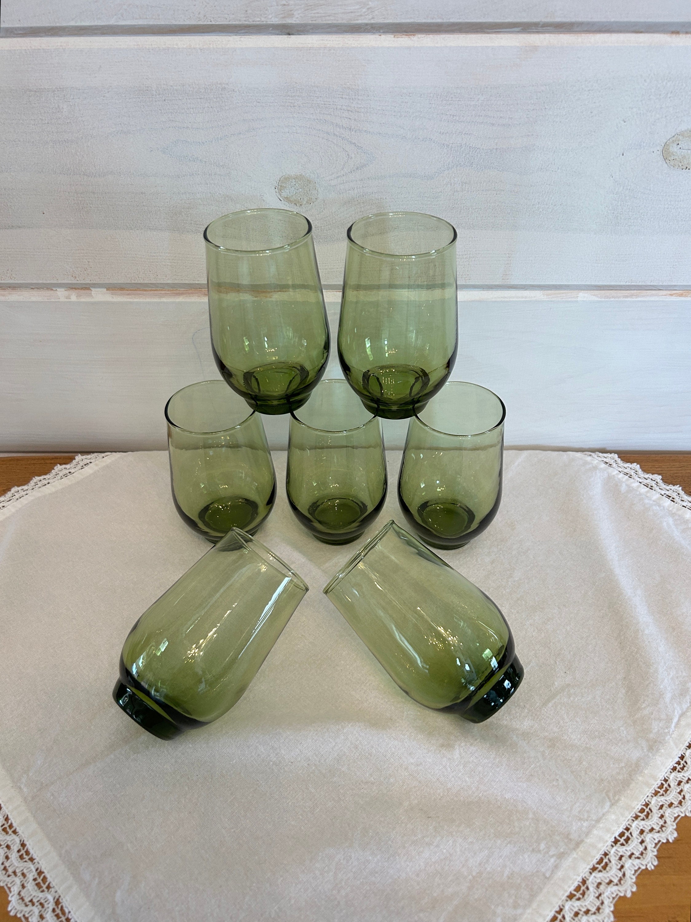 1960s Libbey Tempo Midcentury Modern Style Olive Green Tumblers Set of 7 Etsy