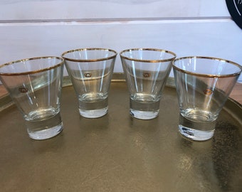 Vintage Crown Royal Gold Rim Whiskey Rocks Set of 4