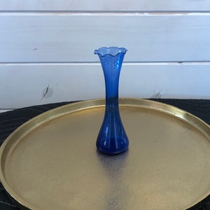 Vintage Cobalt Blue Hand Blown Glass Bud Vase
