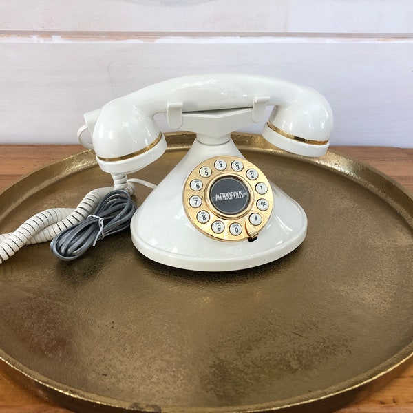 1970s Conair Metropolis Replica French Cradle Phone Ivory Gold