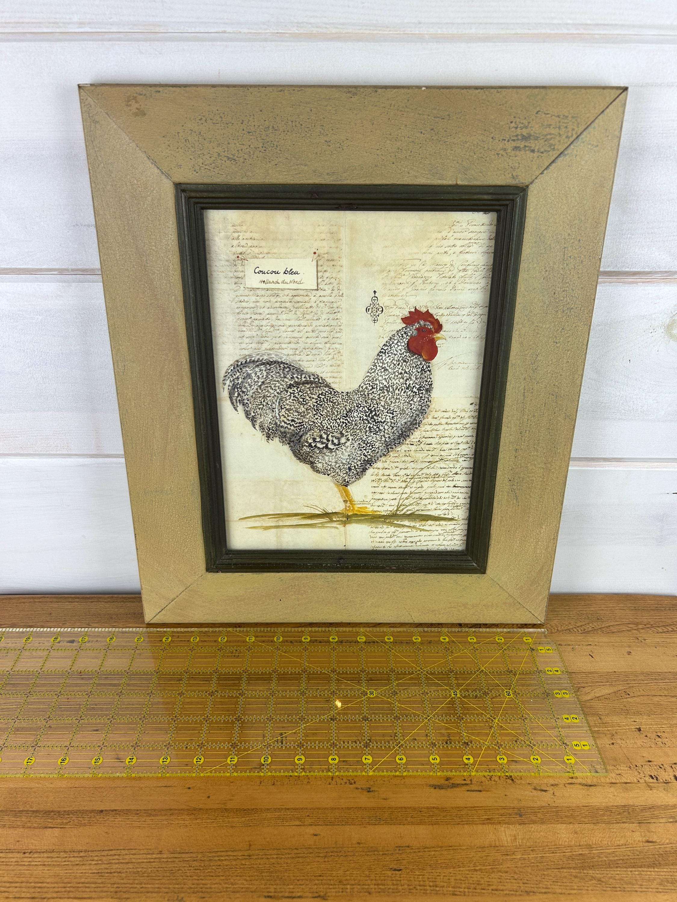 bichon fiber melanotic rooster Rise and Shine Vintage Framed Print Isabelle De
