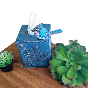 Ocean Tissue Holder: Cut Metal Coastal Bathroom Decor with Gold
