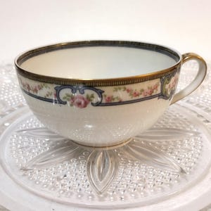 Vintage Haviland Limoges Teacups (Set of 2) - Schleiger 345A Pink Floral, Gold Trim