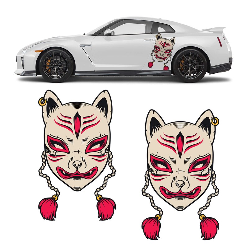 Kitsune Mask Car Decal Livery 2 Piece Set Limited Edition Etsy