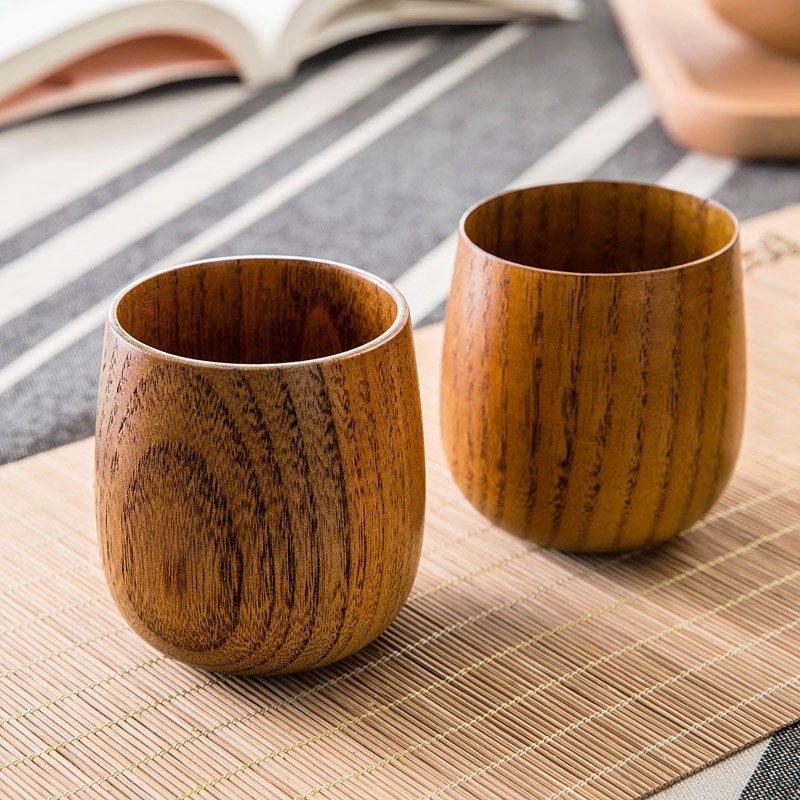 HERCHR Natural Wooden Tea Cups, Japanese style Tea Cup Beer Mug Coffee Mug  Solid Wood Teacups Bamboo…See more HERCHR Natural Wooden Tea Cups, Japanese